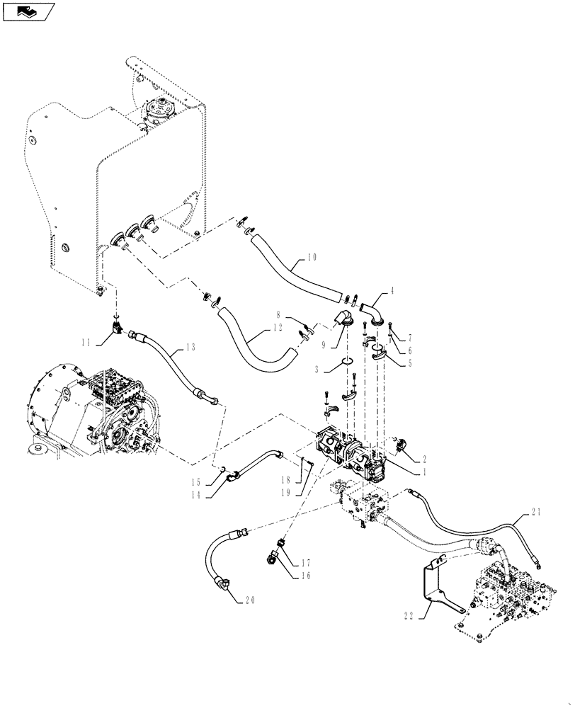 Схема запчастей Case 1121F - (21.130.02) - HYD PUMP WITH VALVE (21) - TRANSMISSION