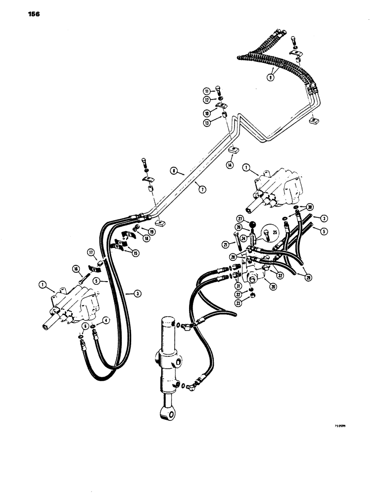Схема запчастей Case 450 - (156) - LOADER ARM AUXILIARY HYDRAULIC CIRCUIT (07) - HYDRAULIC SYSTEM