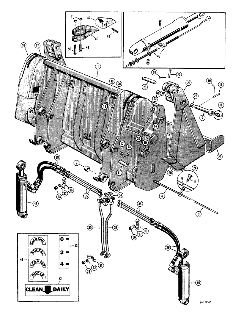 Схема запчастей Case 1150 - (142) - DROTT 4-IN-1 BUCKET (05) - UPPERSTRUCTURE CHASSIS