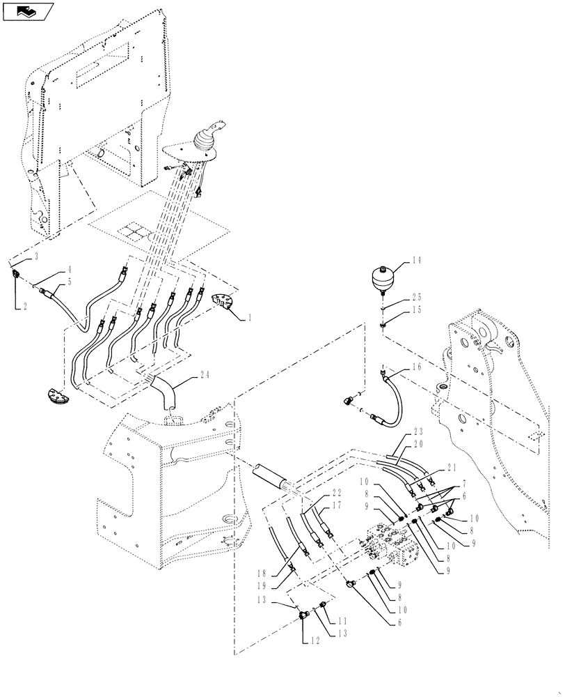 Схема запчастей Case 521F - (35.525.03) - THIRD SPOOL AUXILIARY HYDRAULIC LINE INSTALLATION, XR/LR LOADER (35) - HYDRAULIC SYSTEMS