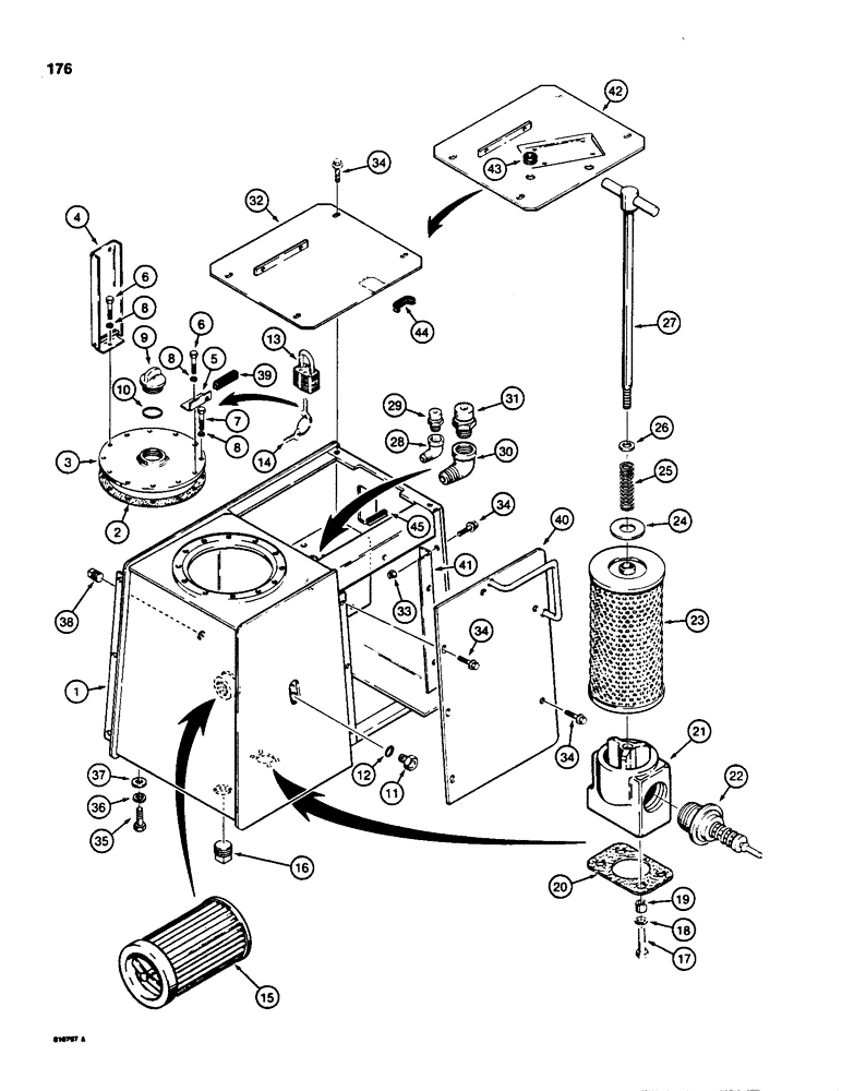 Схема запчастей Case 850C - (176) - HYDRAULIC RESERVOIR (07) - HYDRAULIC SYSTEM