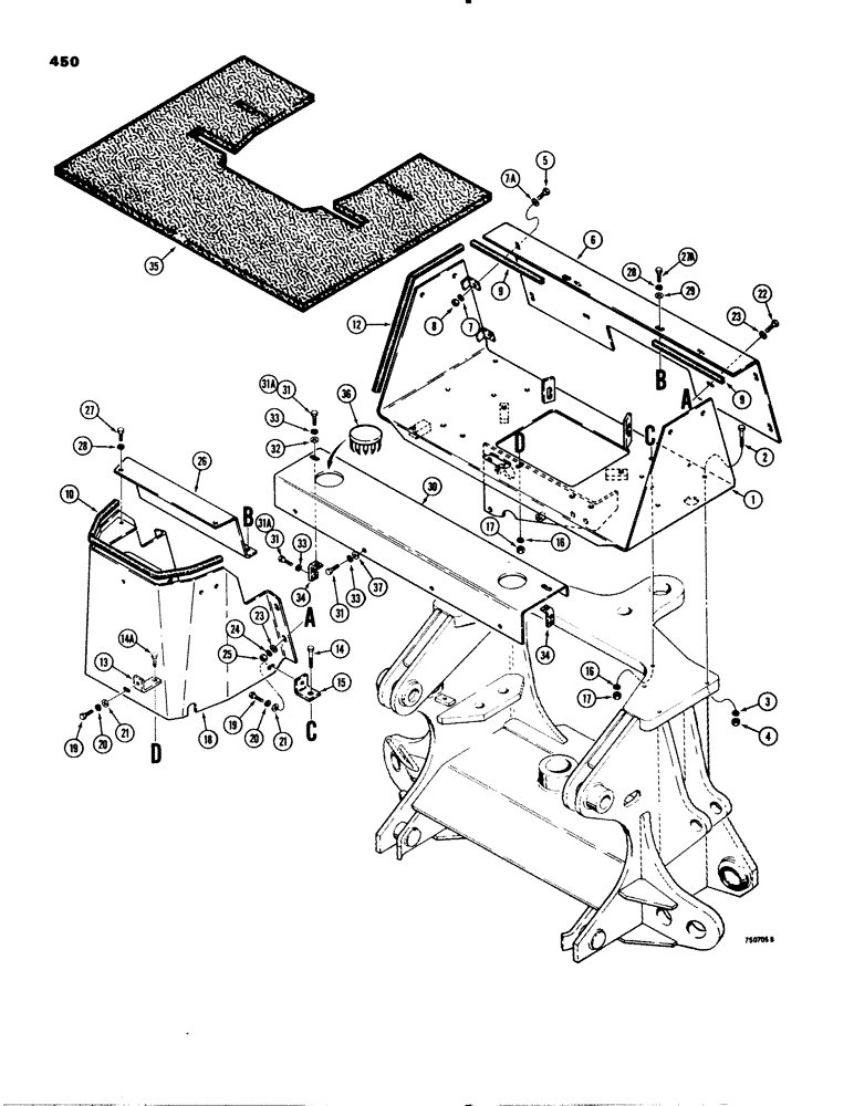 Схема запчастей Case 580C - (450) - BACKHOE CONTROL TOWER (09) - CHASSIS/ATTACHMENTS