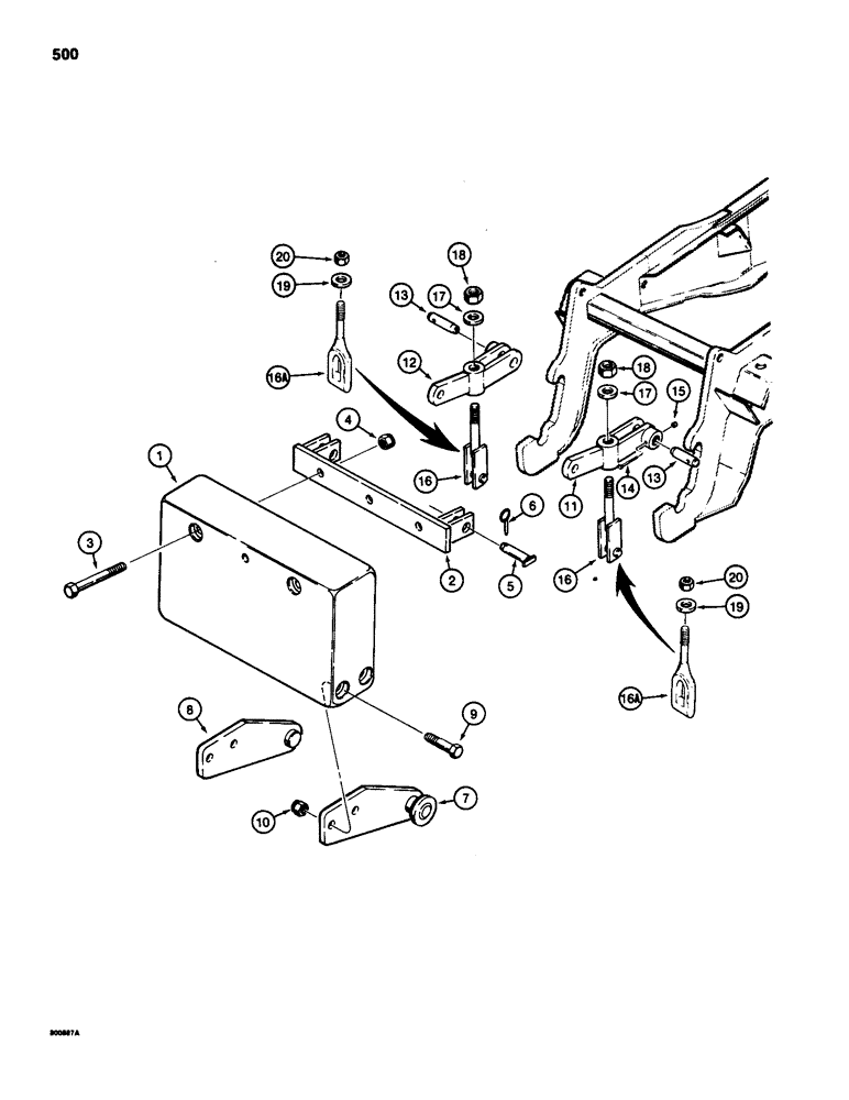Схема запчастей Case 580SD - (500) - REAR COUNTERWEIGHT (09) - CHASSIS/ATTACHMENTS
