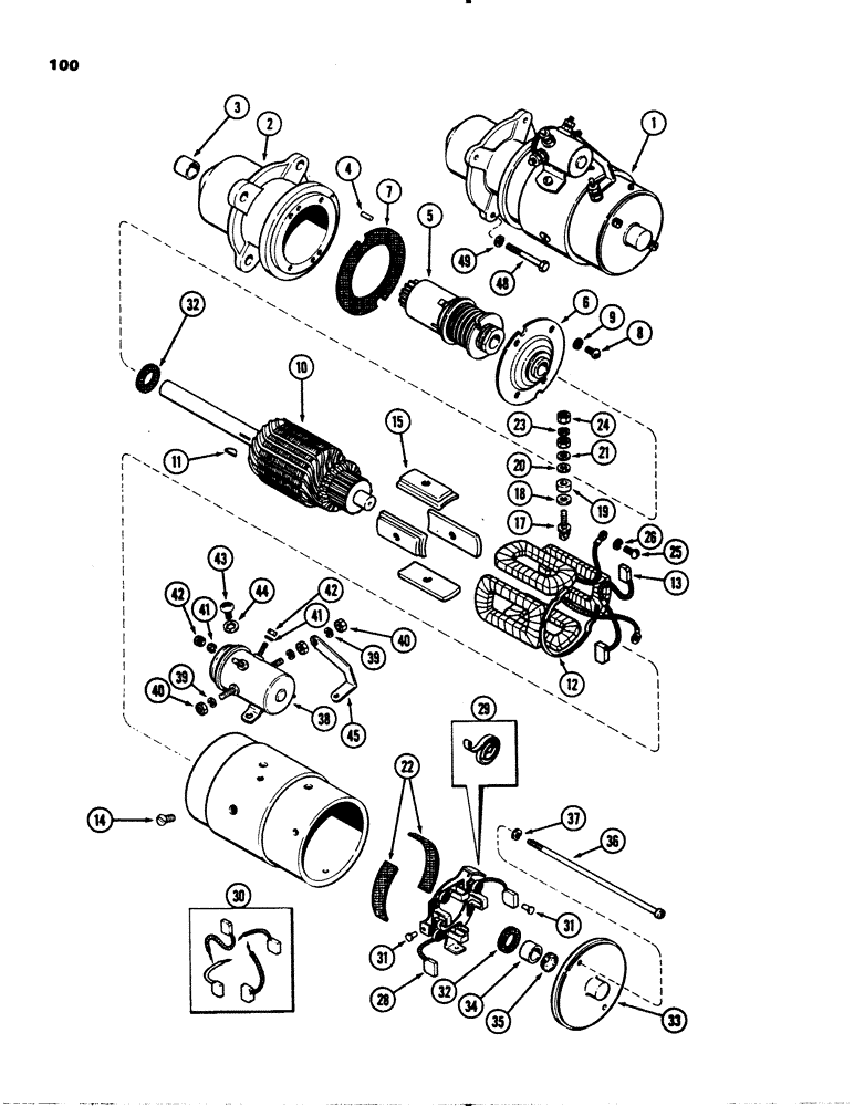 Схема запчастей Case 1845S - (100) - A51910 STARTER, (159) SPARK IGNITION ENGINE (55) - ELECTRICAL SYSTEMS