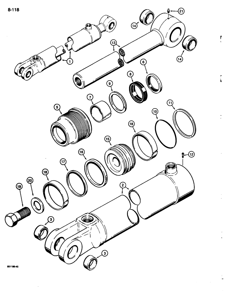 Схема запчастей Case 680L - (8-118) - BACKHOE BOOM CYLINDER, G101256 (08) - HYDRAULICS