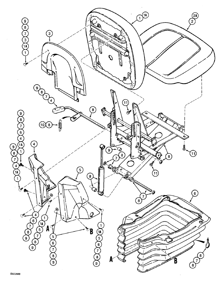 Схема запчастей Case 590 - (9-103E) - SUSPENSION SEAT ASSEMBLIES (09) - CHASSIS/ATTACHMENTS