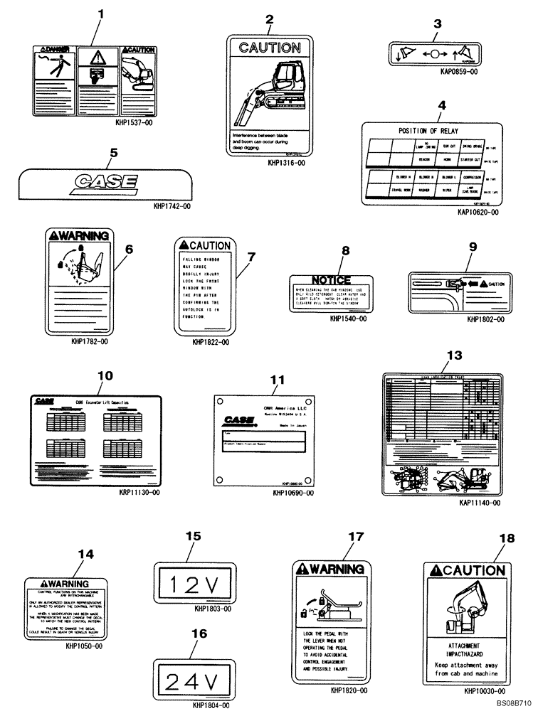 Схема запчастей Case CX80 - (09-46) - DECALS (09) - CHASSIS