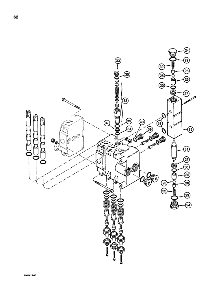 Схема запчастей Case D130 - (7-062) - BACKHOE CONTROL VALVE - DUKE, OUTLET SETION, USED ON 1835C, 1840 & 1845C UNI-LOADERS (CONT) 