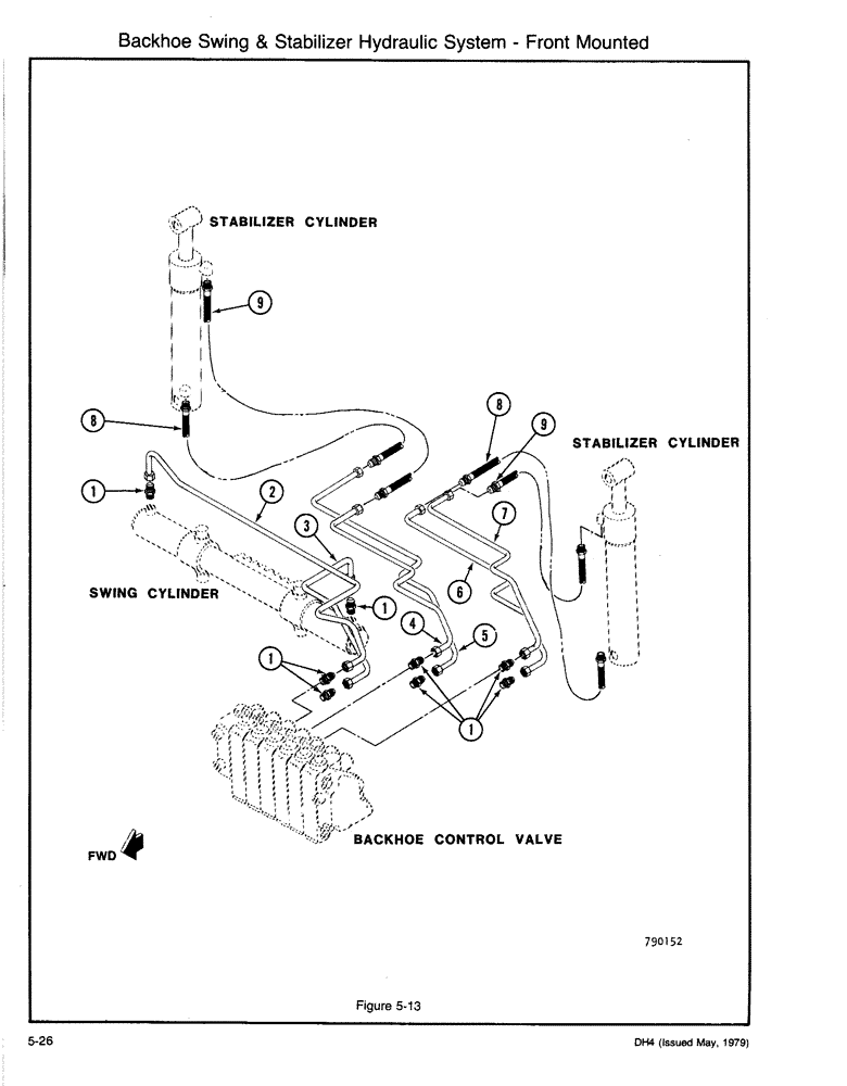 Схема запчастей Case DH4 - (5-26) - BACKHOE SWING & STABILIZER HYDRAULIC SYSTEM - FRONT MOUNTED (35) - HYDRAULIC SYSTEMS