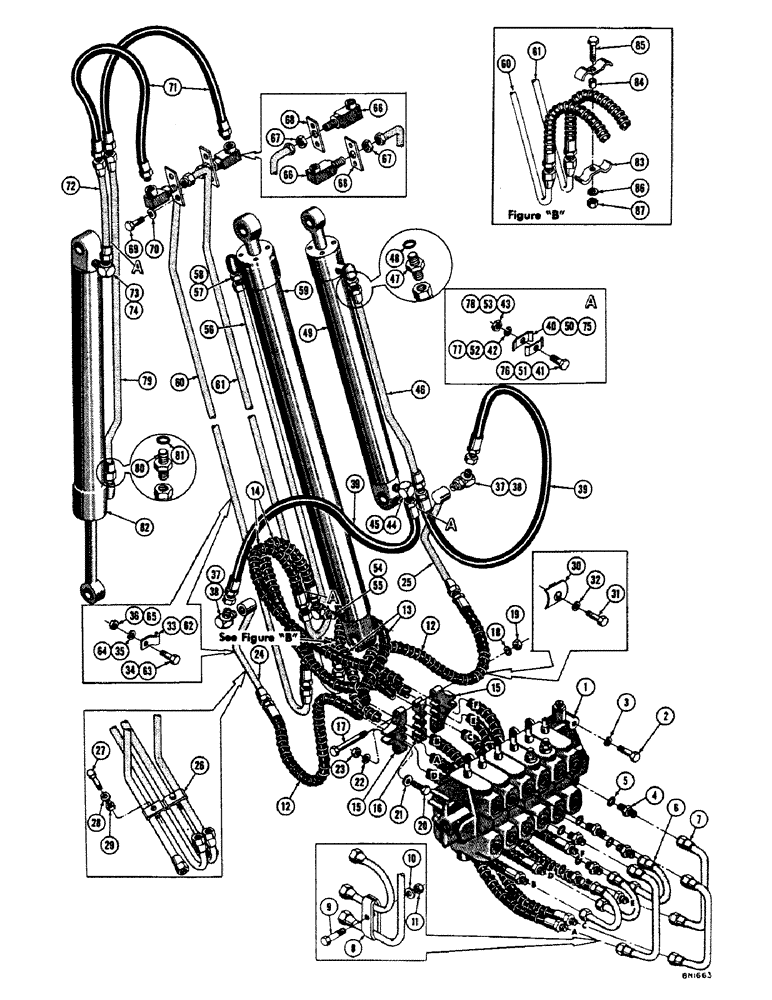 Схема запчастей Case 32 - (36) - BOOM, CROWD, AND BUCKET CYLINDER HYDRAULICS 