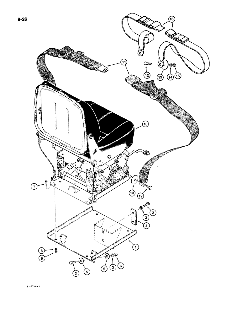 Схема запчастей Case W11B - (9-026) - SUSPENSION SEAT MOUNTING (09) - CHASSIS/ATTACHMENTS