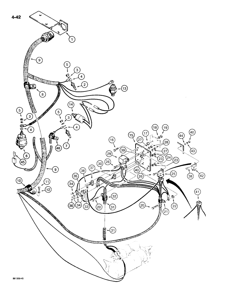 Схема запчастей Case W20C - (4-042) - ELECTRICAL CIRCUIT, REAR HARNESS TO SWITCHES & SOLENOIDS, USED ON W18B & BEFORE W20C P.I.N. 9155766 (04) - ELECTRICAL SYSTEMS