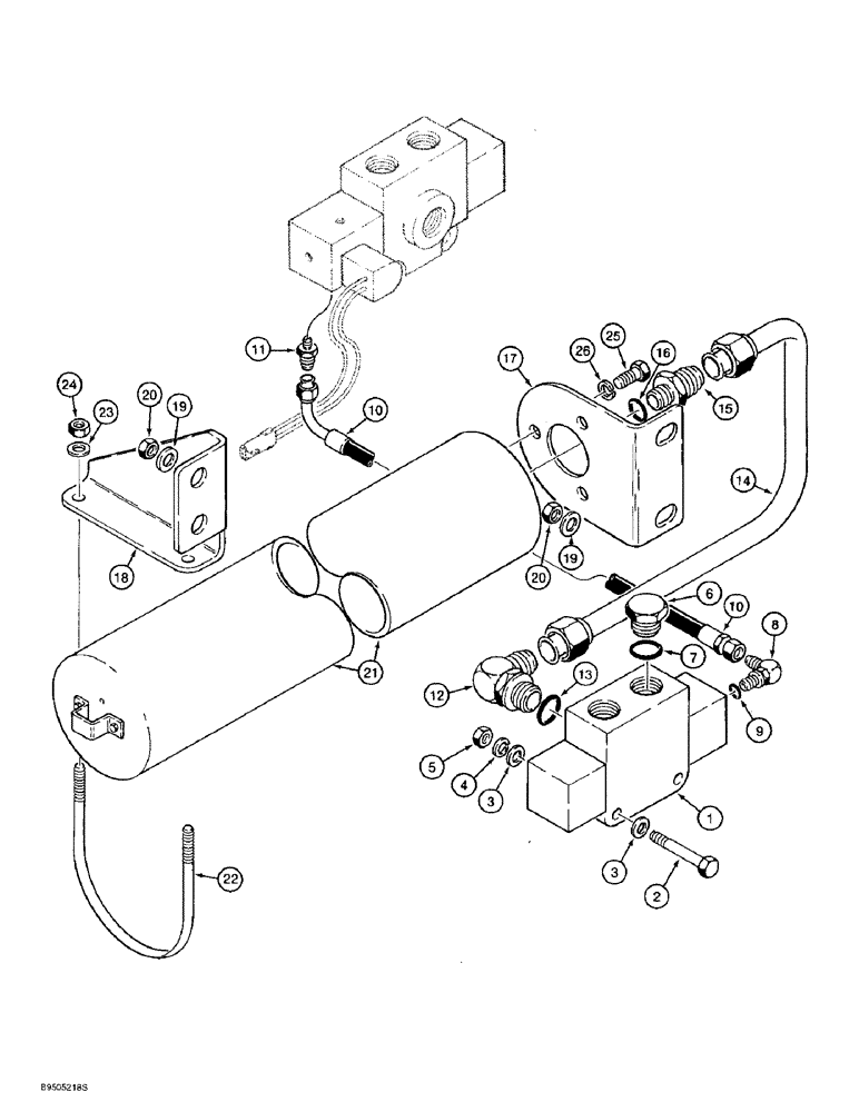 Схема запчастей Case 621B - (8-96) - RIDE CONTROL HYDRAULIC CIRCUIT, DIRECTIONAL VALVE TO MASTER VALVE AND ACCUMULATOR (08) - HYDRAULICS