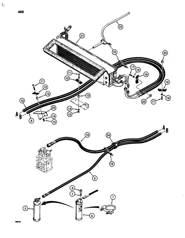 Схема запчастей Case W24C - (468) - AIR CONDITIONING LINES, DRYER TO PLENUM (09) - CHASSIS/ATTACHMENTS