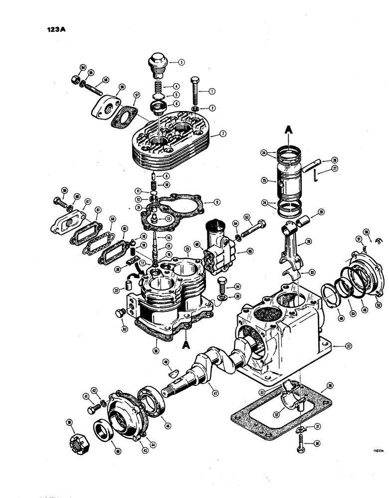 Схема запчастей Case W24B - (123A) - BRAKE SYSTEM, L57774 AIR COMPRESSOR, TRACTOR SN. 9120664 AND AFTER (07) - BRAKES