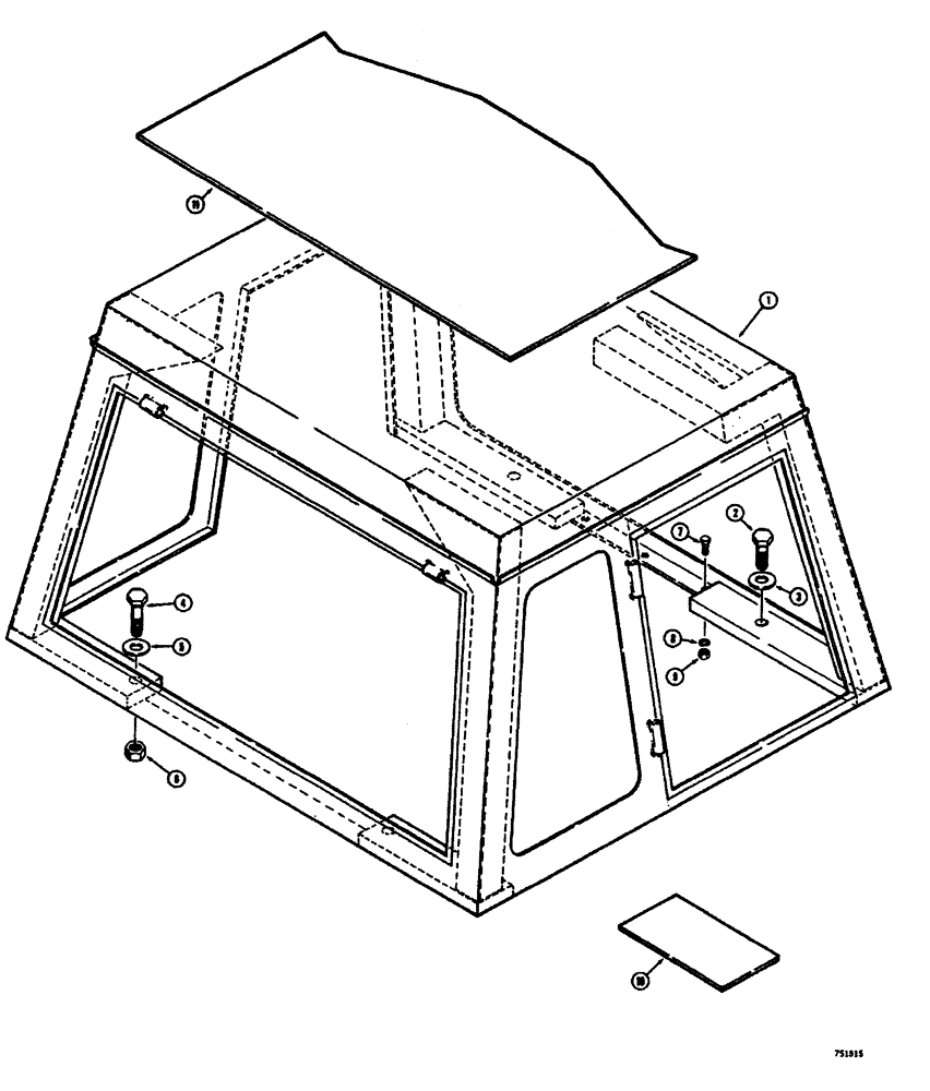 Схема запчастей Case W26B - (328) - ROLL-OVER PROTECTION CANOPY AND CAB TRACTOR SN. 9113537 AND AFTER AS (09) - CHASSIS