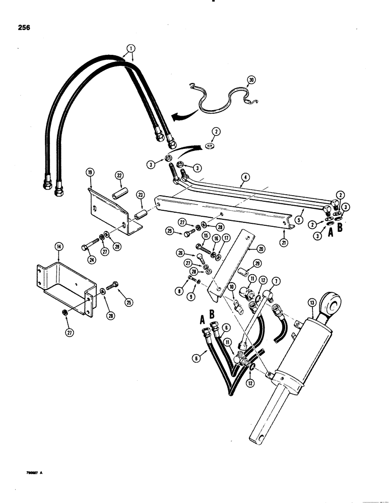 Схема запчастей Case 1150C - (256) - TILT HYDRAULIC CIRCUIT - TILT DOZER MODELS, GRILLE TO CYLINDER (08) - HYDRAULICS