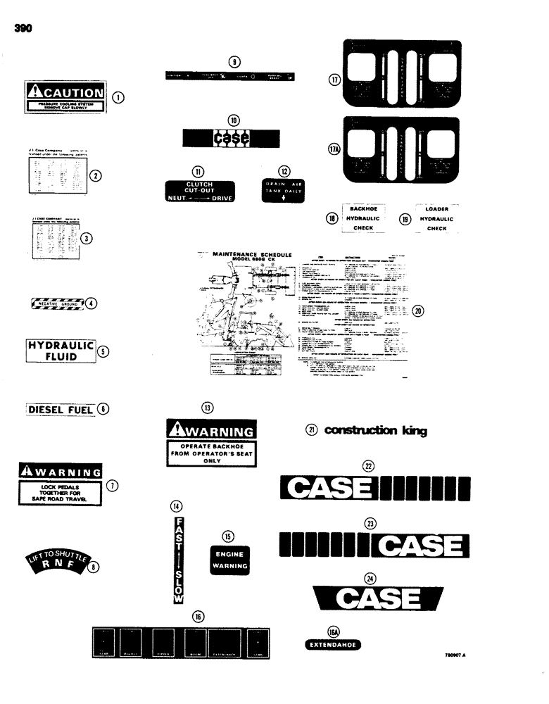 Схема запчастей Case 680G - (390) - DECALS (09) - CHASSIS/ATTACHMENTS