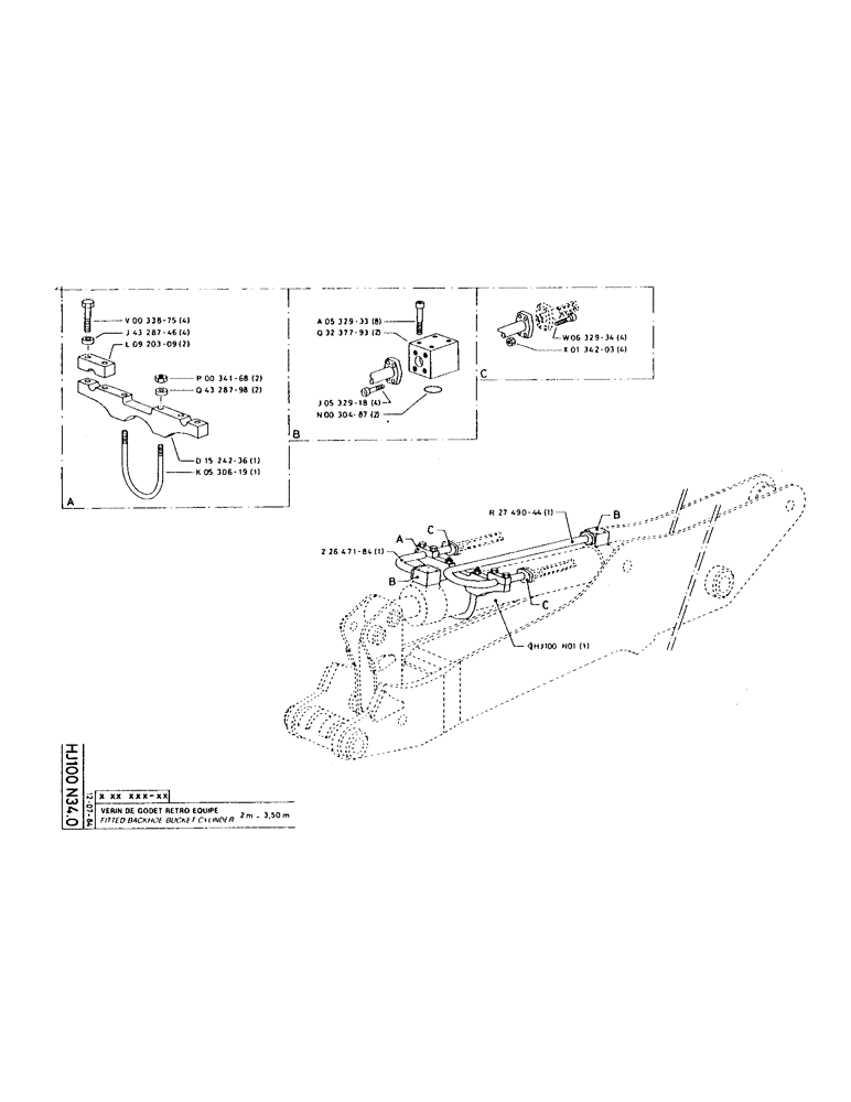 Схема запчастей Case 160CK - (173) - FITTED BACKHOE BUCKET CYLINDER (07) - HYDRAULIC SYSTEM