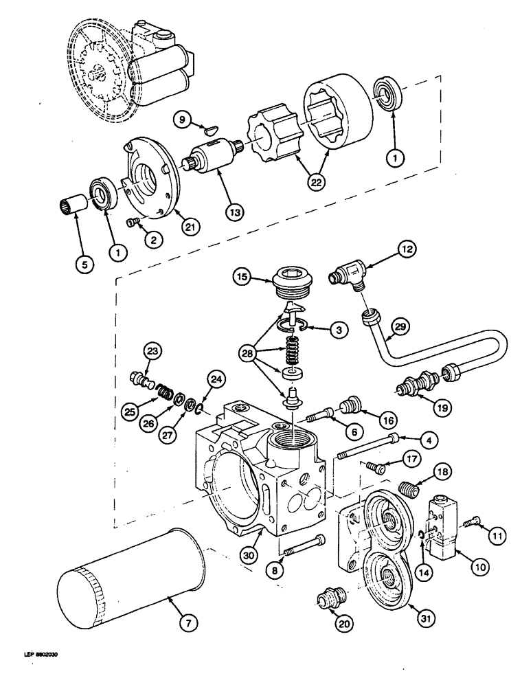 Схема запчастей Case 688 - (8-044) - HIGH PRESSURE HYDRAULIC PUMP (08) - HYDRAULICS