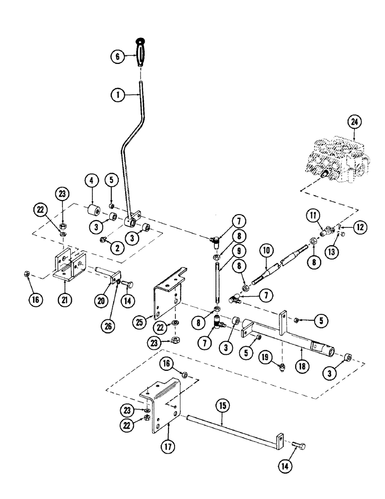 Схема запчастей Case 880 - (236) - CROWD CONTROL AND LINKAGE (05) - UPPERSTRUCTURE CHASSIS