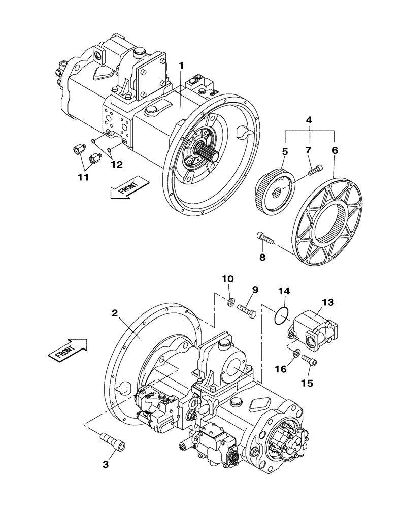 Схема запчастей Case CX350C - (08-002[02]) - HYDRAULIC PUMP - COUPLING - WITH AUXILIARY HYDRAULICS (08) - HYDRAULICS