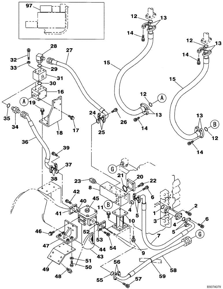 Схема запчастей Case CX460 - (08-46) - HYDRAULICS, AUXILIARY - SINGLE ACTING CIRCUIT (08) - HYDRAULICS