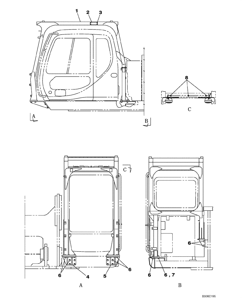 Схема запчастей Case CX700 - (09-049-00[01]) - CAB GUARD (09) - CHASSIS/ATTACHMENTS