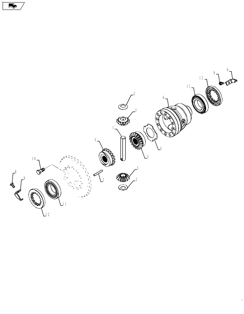 Схема запчастей Case 580SN WT - (25.102.03) - AXLE, FRONT DRIVE - DIFFERENTIAL (25) - FRONT AXLE SYSTEM