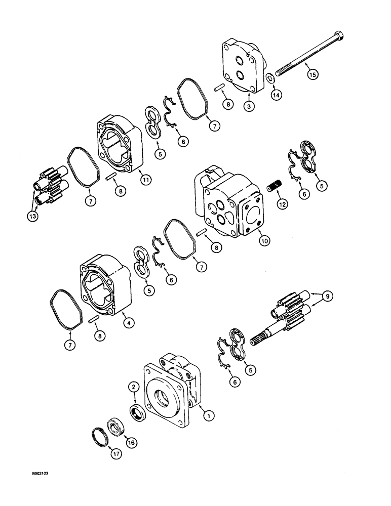 Схема запчастей Case 590 - (8-056) - EQUIPMENT HYDRAULIC PUMP (08) - HYDRAULICS