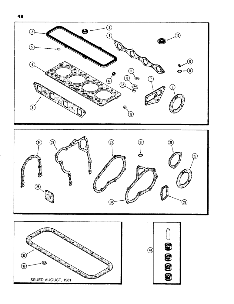 Схема запчастей Case 480C - (048) - ENGINE GASKET KITS, 188 DIESEL ENGINE, VALVE GRIND KIT (10) - ENGINE