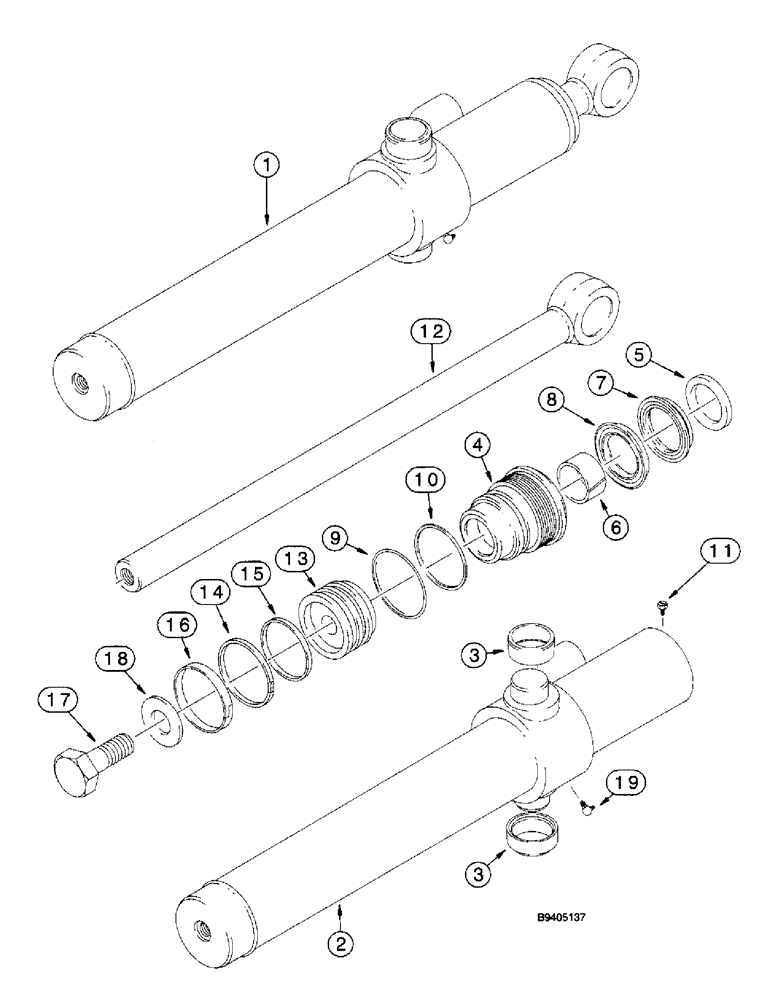 Схема запчастей Case 580L - (8-140) - LOADER BUCKET CYLINDERS (08) - HYDRAULICS