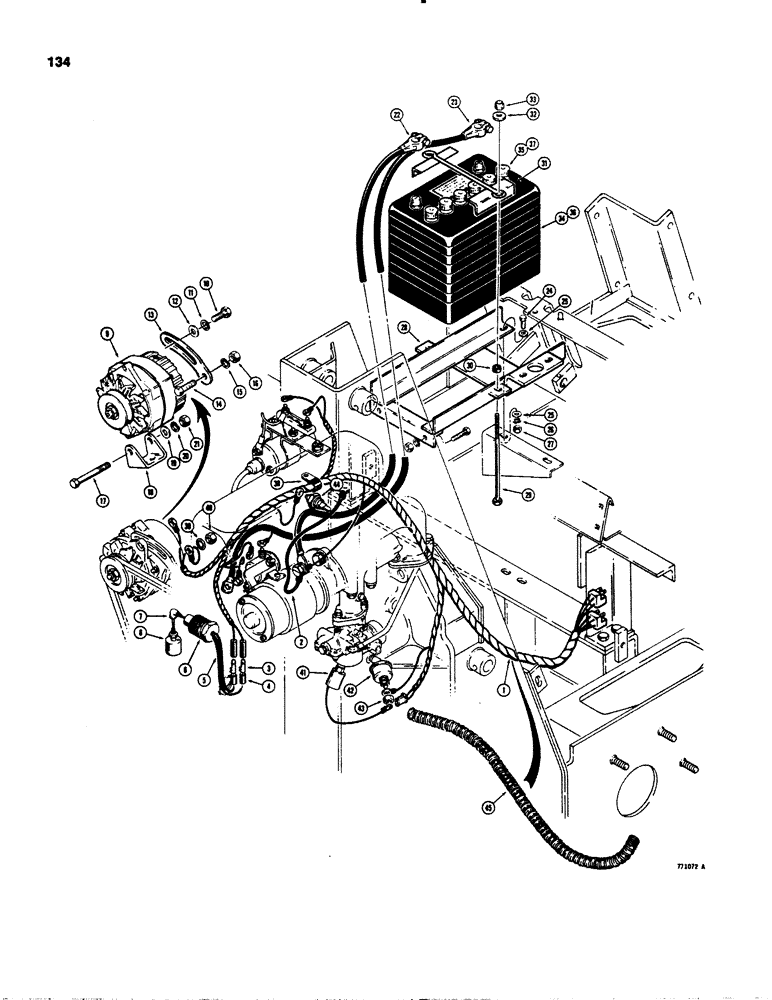 Схема запчастей Case 1845S - (134) - ELECTRICAL SYSTEM, REAR HARNESS, BATTERY AND DELCO REMY ALTERNATOR (55) - ELECTRICAL SYSTEMS
