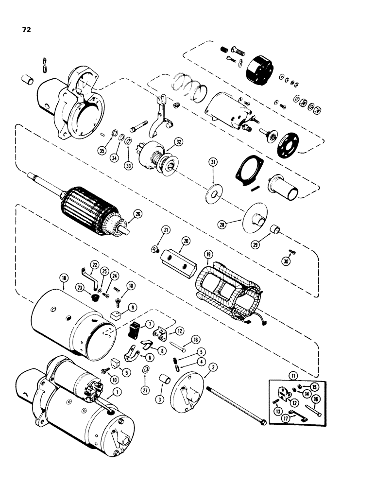 Схема запчастей Case 580C - (072) - R29870 STARTER, DELCO-REMY (04) - ELECTRICAL SYSTEMS