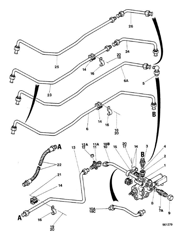 Схема запчастей Case 580G - (204) - EQUIPMENT HYDRAULIC SYSTEM - REAR LINES (08) - HYDRAULICS