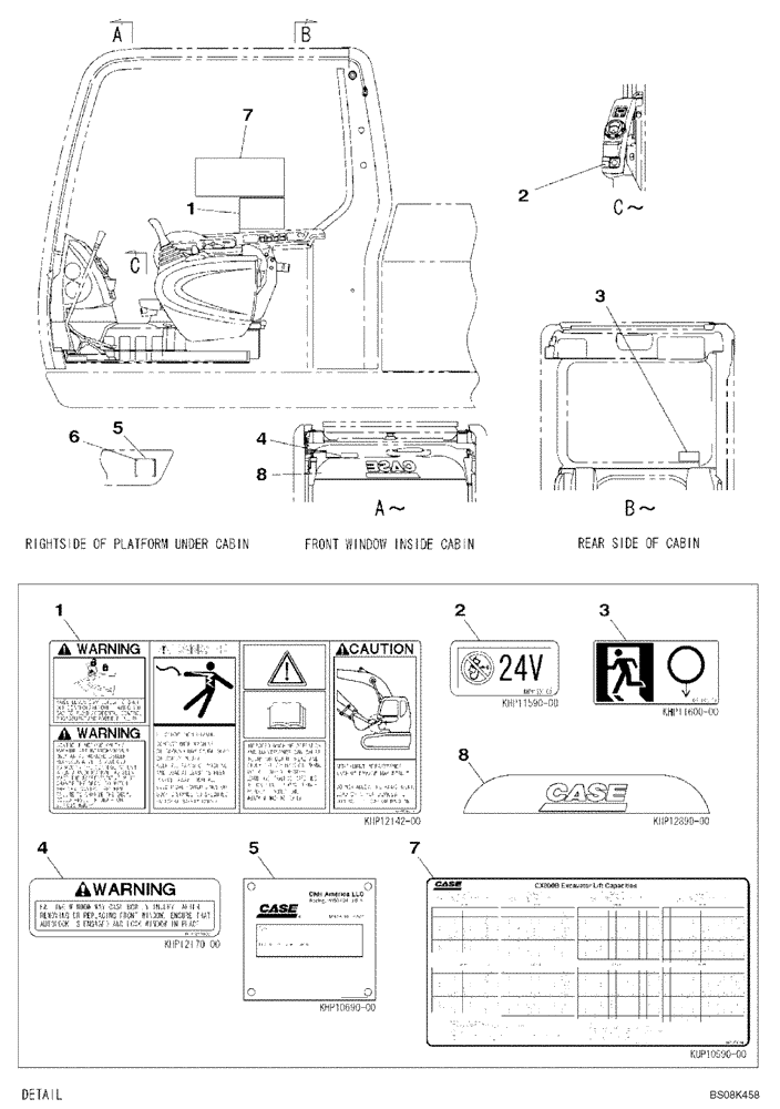 Схема запчастей Case CX800B - (09-41) - DECAL - OPERATORS COMPARTMENT (09) - CHASSIS