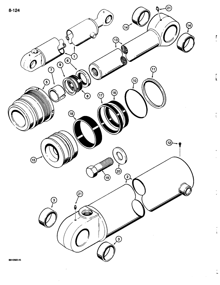 Схема запчастей Case 680L - (8-124) - BACKHOE DIPPER CYLINDER, 1345994C1 (08) - HYDRAULICS