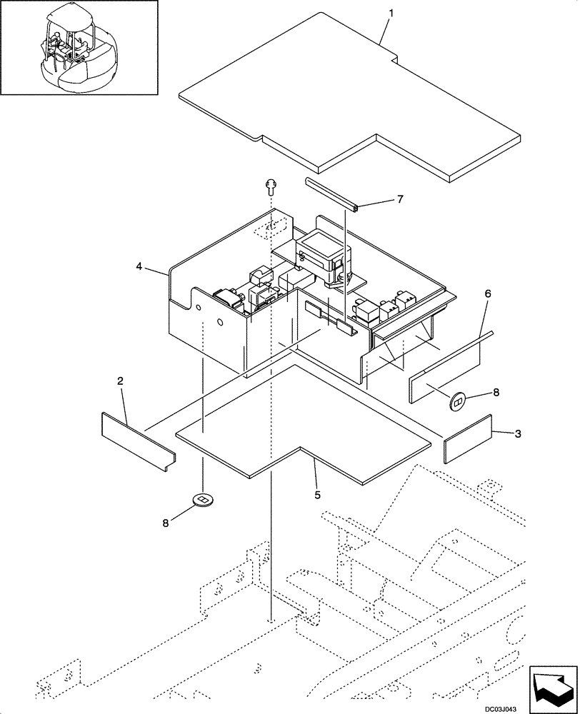 Схема запчастей Case CX47 - (04-04[00]) - RELAY BOX ASSY - CAB (04) - ELECTRICAL SYSTEMS