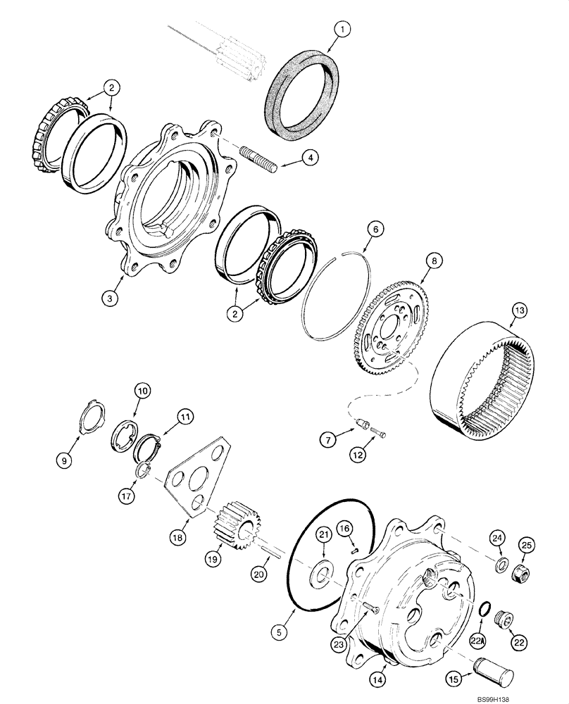 Схема запчастей Case 570MXT - (06-06) - AXLE, FRONT DRIVE - PLANETARY (06) - POWER TRAIN