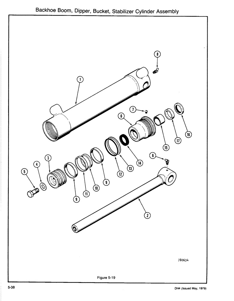 Схема запчастей Case DH4 - (5-38) - BACKHOE BOOM, DIPPER, BUCKET, STABILIZER CYLINDER ASSEMBLY (89) - TOOLS