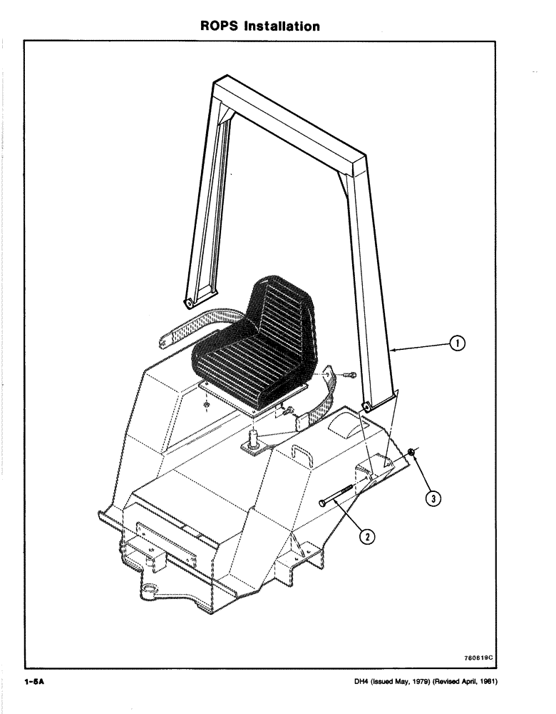Схема запчастей Case DH4 - (1-05A) - ROPS INSTALLATION (90) - PLATFORM, CAB, BODYWORK AND DECALS