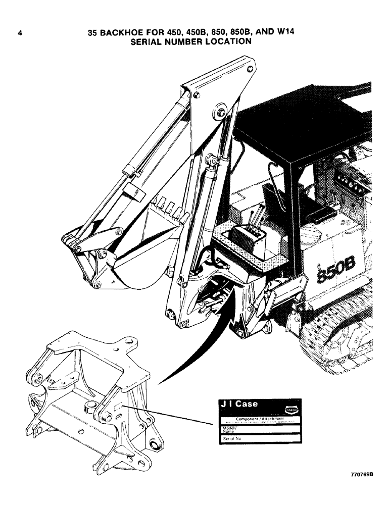 Схема запчастей Case 35 - (004) - SERIAL NUMBER LOCATION 