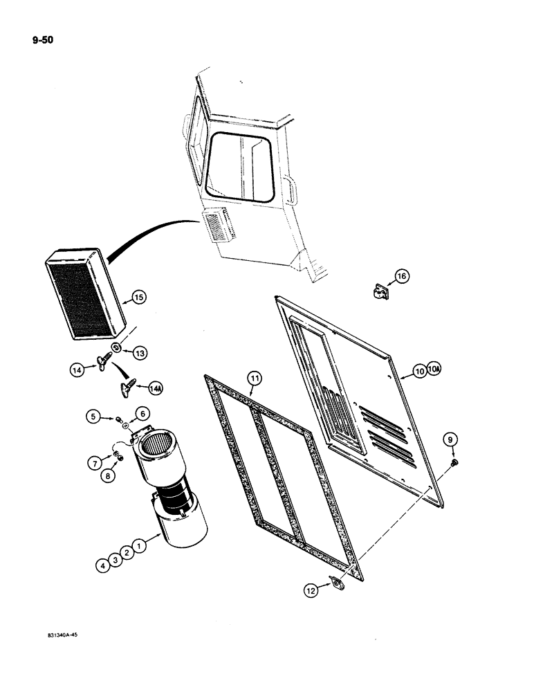 Схема запчастей Case W11B - (9-050) - CAB BLOWER AND FILTER (09) - CHASSIS/ATTACHMENTS
