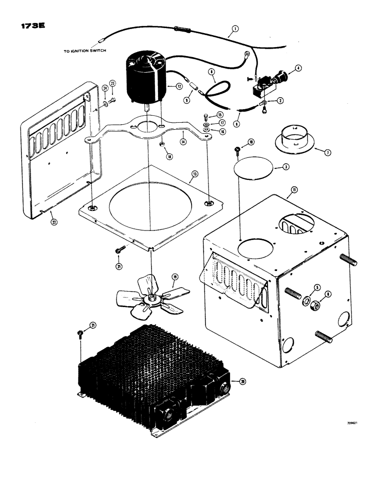 Схема запчастей Case W24 - (173E) - CAB HEATER AND WIRING, FLOOR MOUNTED (09) - CHASSIS