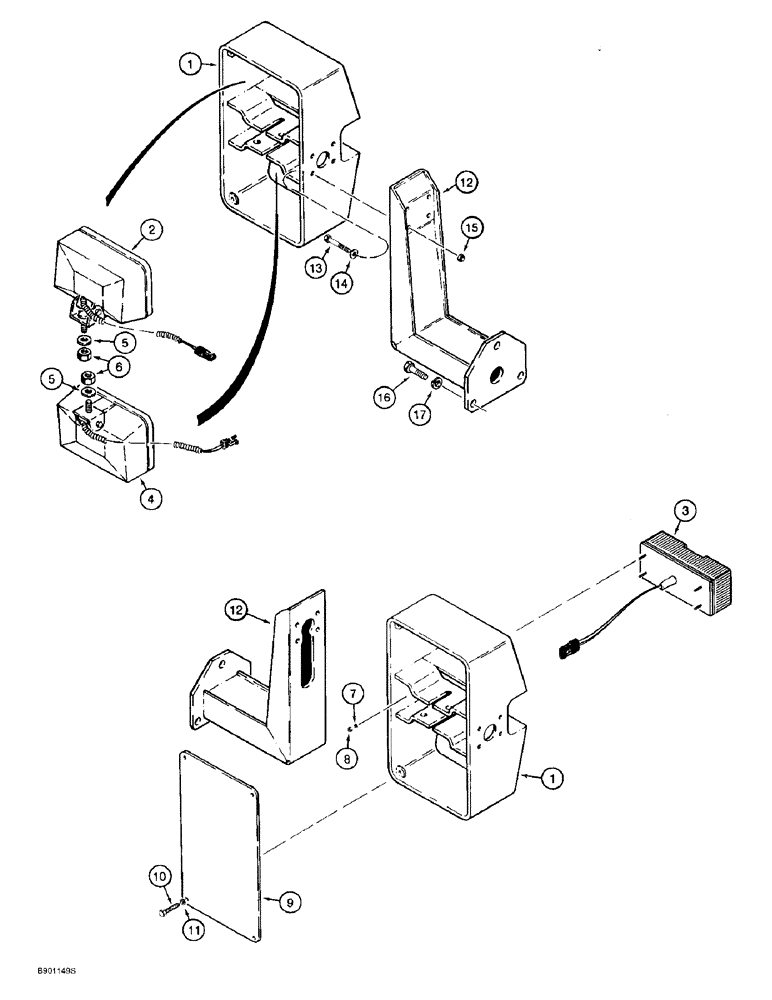 Схема запчастей Case 821B - (4-42) - FRONT LAMP MOUNTING (04) - ELECTRICAL SYSTEMS