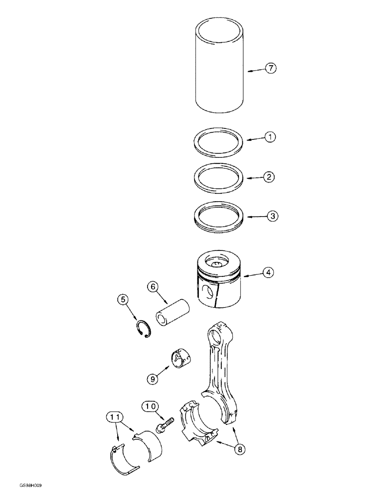Схема запчастей Case 584E - (2-41A) - PISTONS AND CONNECTING RODS, P.I.N. JJG0251722 AND AFTER, 4-390 EMISSIONSCERTIFIED ENGINE (02) - ENGINE