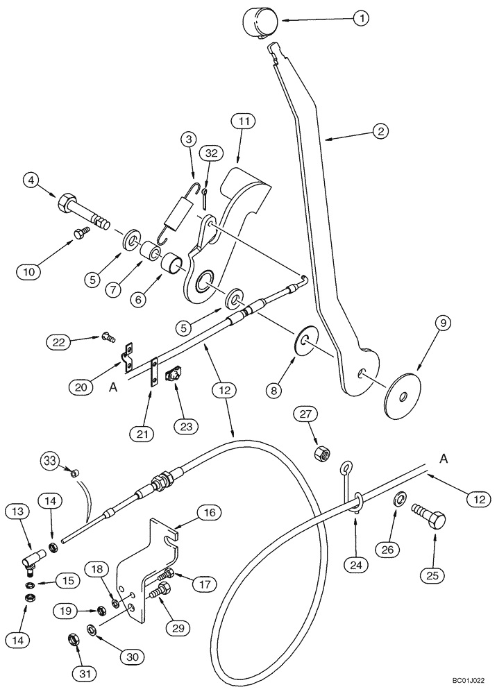 Схема запчастей Case 75XT - (03-03) - CONTROLS - THROTTLE (EUROPE) (03) - FUEL SYSTEM