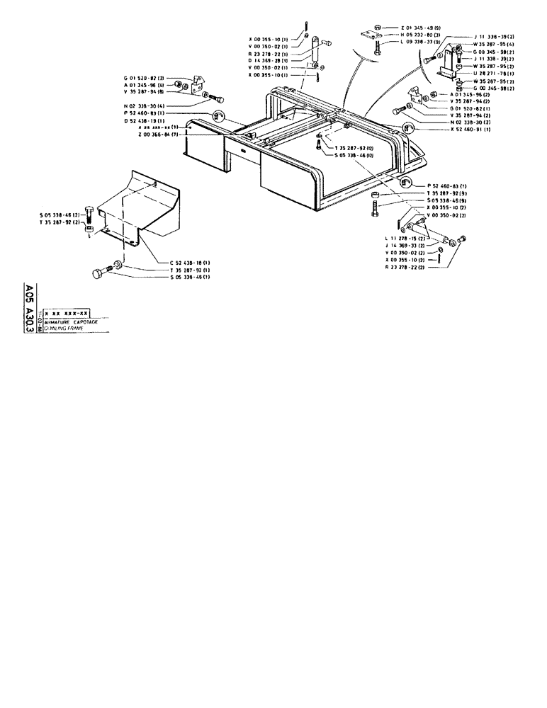 Схема запчастей Case 90BCL - (040) - COWLING FRAME (05) - UPPERSTRUCTURE CHASSIS