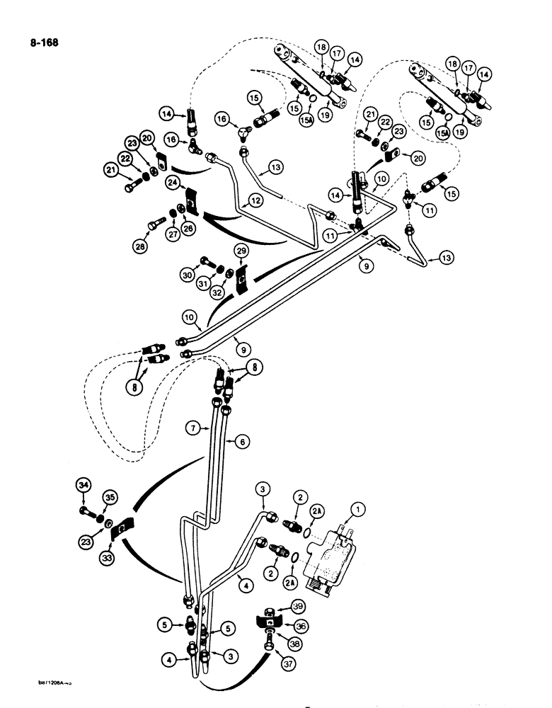 Схема запчастей Case 1825 - (8-168) - LOADER BUCKET TILT HYDRAULIC CIRCUIT (08) - HYDRAULICS