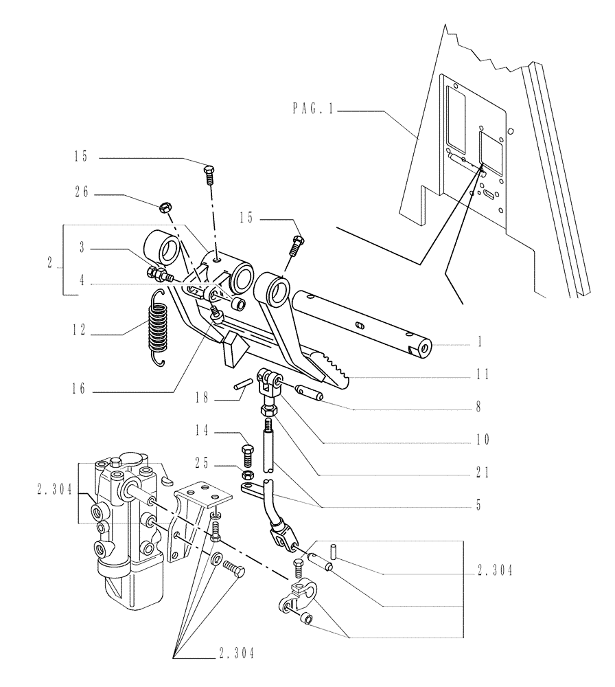 Схема запчастей Case 1850K - (9.651[14]) - ROPS CANOPY - COMPONENTS - OPTIONAL CODE 784111131 (19) - OPTIONS